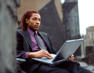 African American Businessman Computer